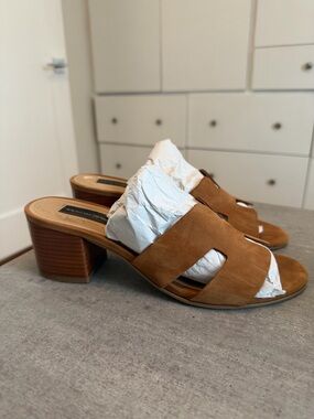 worn 1x! Steven By Steve Madden Tan Suede Slide Sandals
